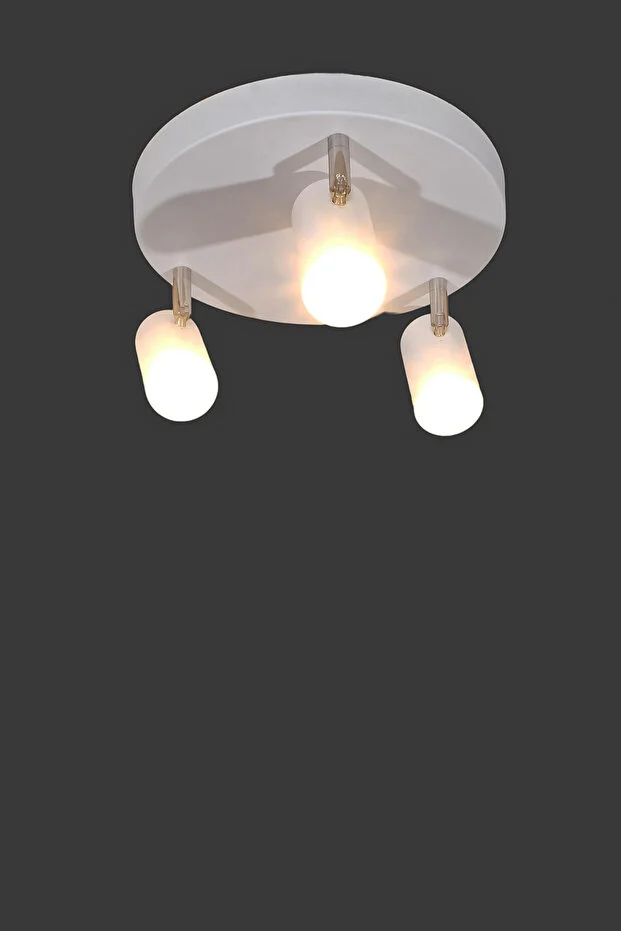 Spot Avize 360 Derece Dönebilen Modern Pratik Başlıklı Yuvarlak Model 3'lü Beyaz Avize (GÜN IŞIĞI)